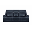 Pemberly Row Upholstered Sofa with Power Recliner in Rainer Ocean