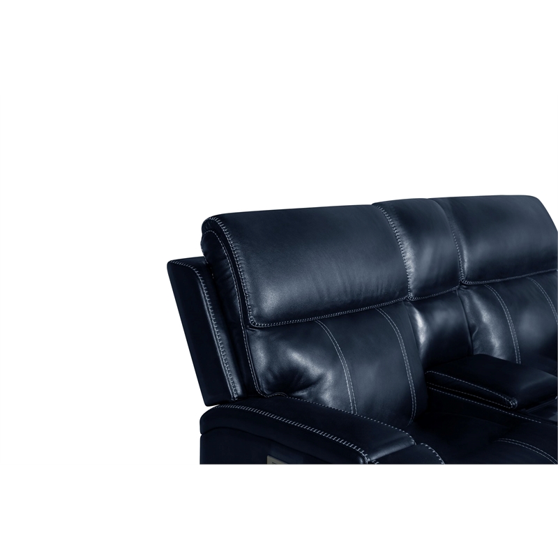 Pemberly Row Loveseat Console with Power Recliner in Rainer Ocean