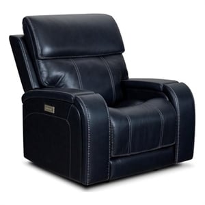 Pemberly Row Power Recliner with Storage in Rainer Ocean with Solid Frame