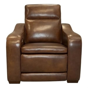 Pemberly Row Power Recliner with Storage in Lexington Cocoa with Solid Frame