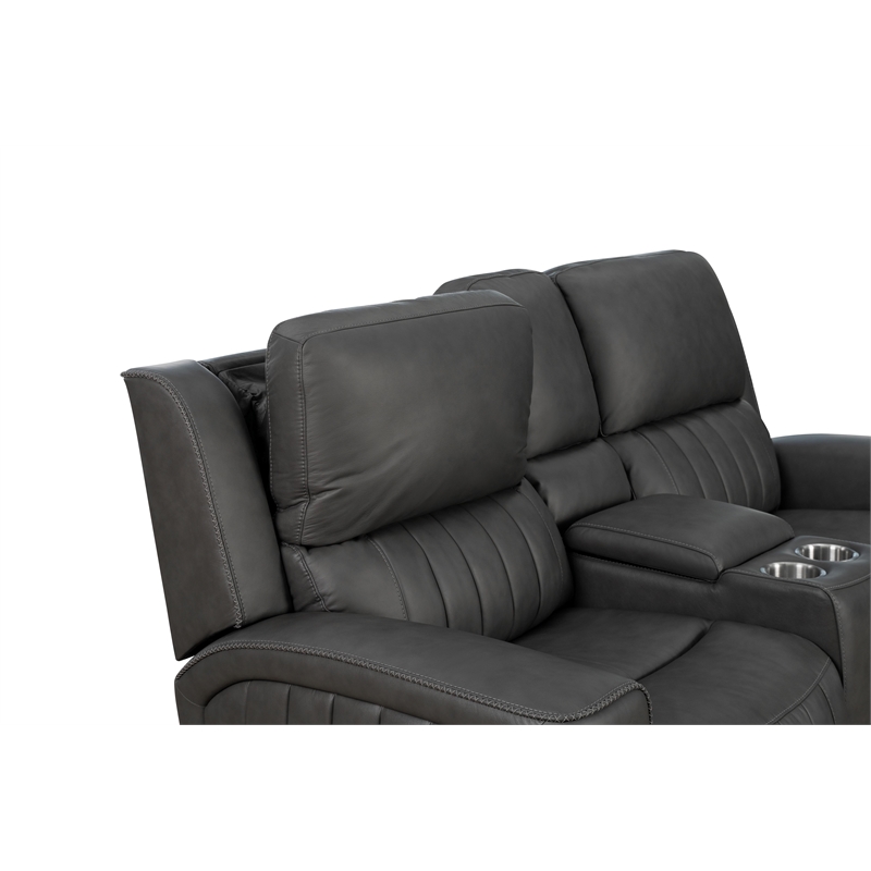 Pemberly Row Zero Gravity Power Reclining Loveseat in Dark Gray