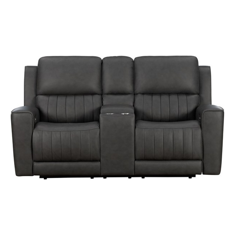 Pemberly Row Zero Gravity Power Reclining Loveseat in Dark Gray