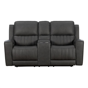 Pemberly Row Zero Gravity Power Reclining Loveseat in Dark Gray