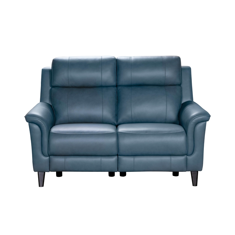 Pemberly Row Power Reclining Loveseat with Power Head Rest in Masen Blue Gray