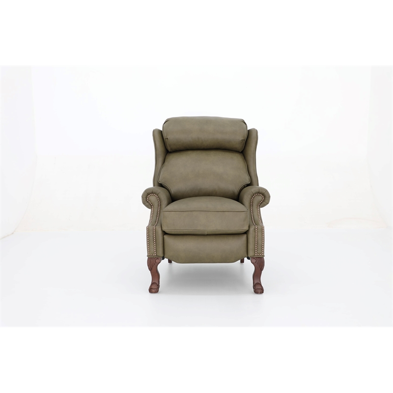 Pemberly Row Premium Push Thru The Arms Recliner in Oasis Olive
