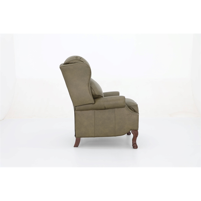 Pemberly Row Premium Push Thru The Arms Recliner in Oasis Olive