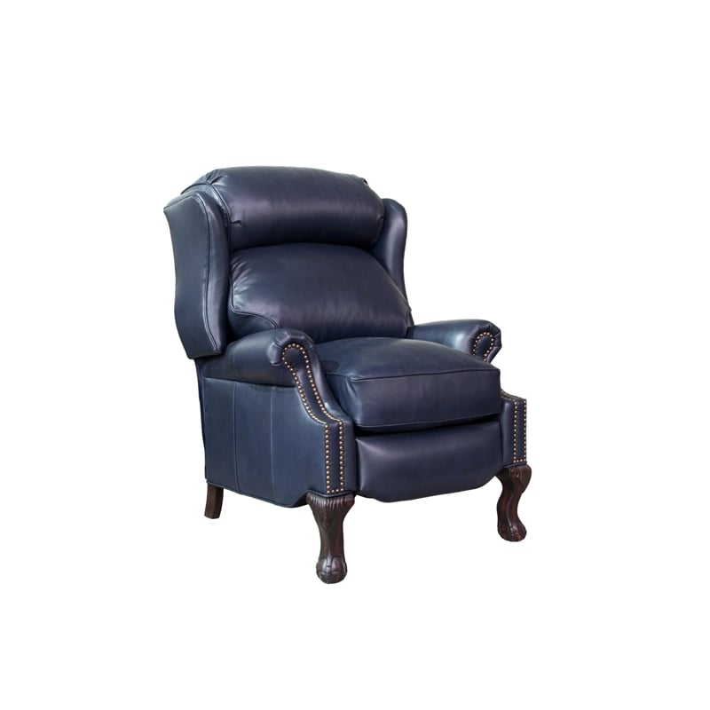 Pemberly Row Premium Push Thru The Arms Recliner in Shoreham Blue