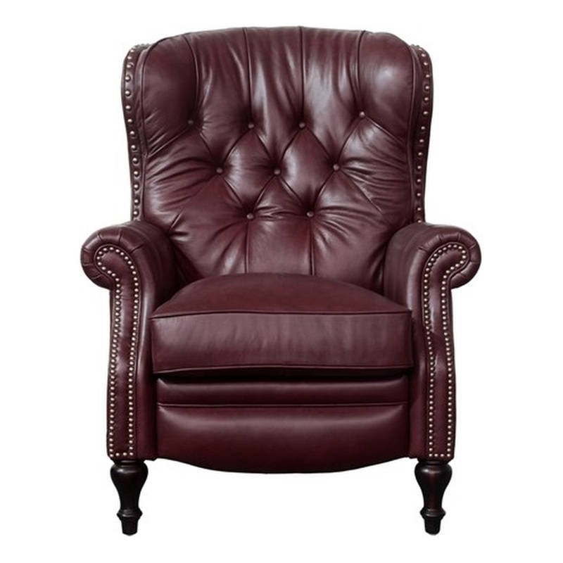 Pemberly Row Premium Push Thru The Arms Recliner in Shoreham Wine