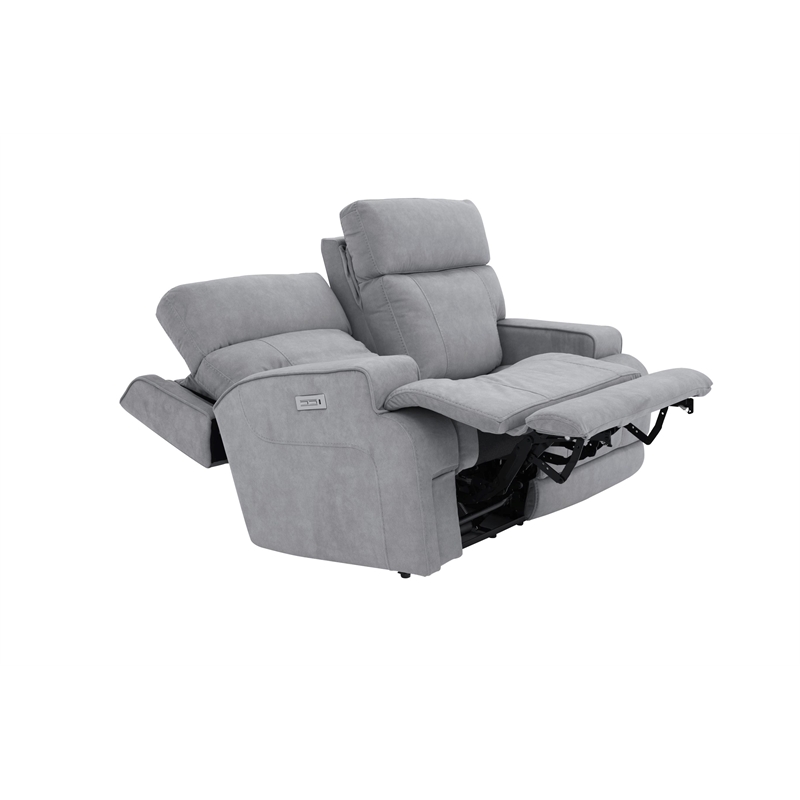 Pemberly Row Zero Gravity Loveseat with Power Recline in Arula Dolphin