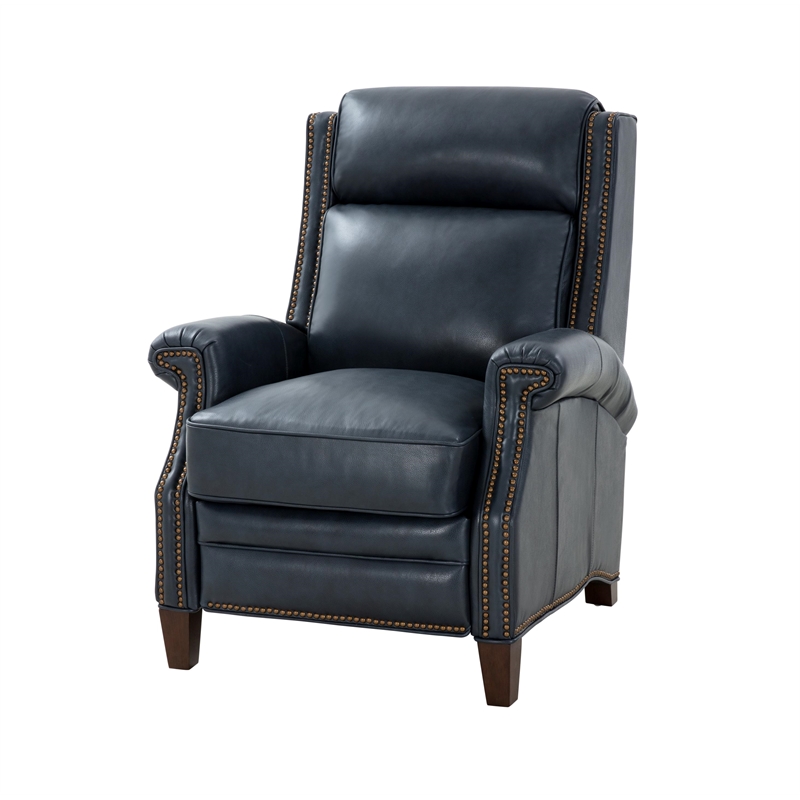 Pemberly Row Power Recliner with Power Head Rest in Barone Navy Blue