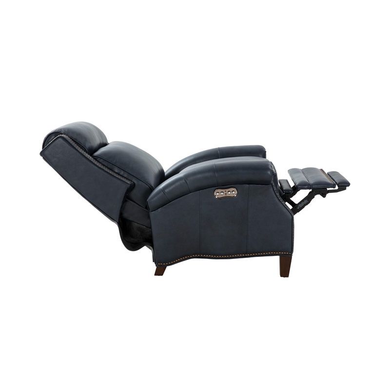 Pemberly Row Power Recliner with Power Head Rest in Barone Navy Blue