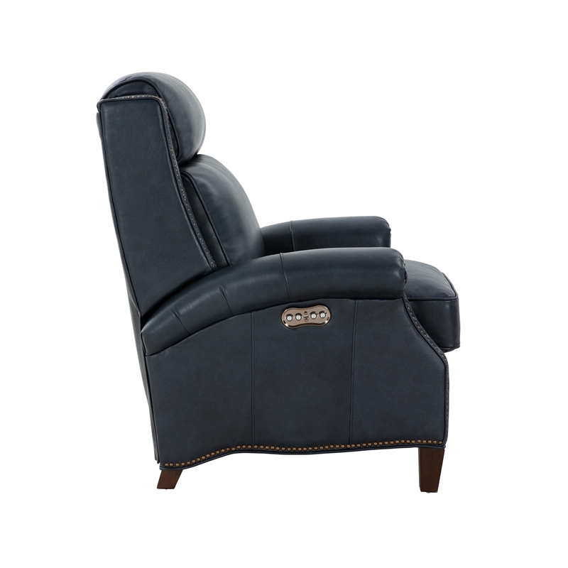 Pemberly Row Power Recliner with Power Head Rest in Barone Navy Blue