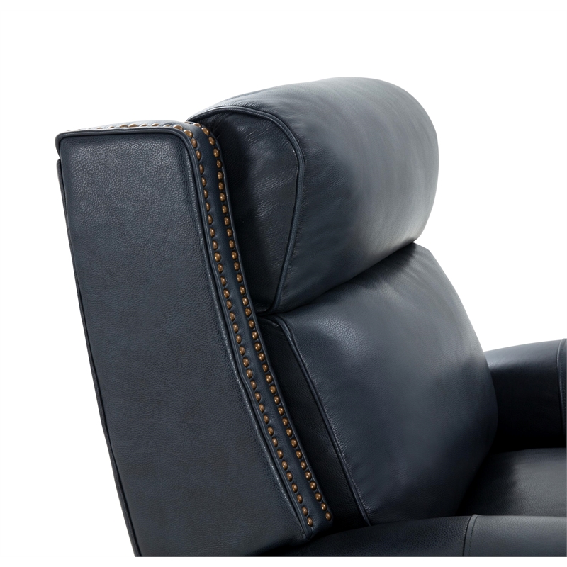 Pemberly Row Power Recliner with Power Head Rest in Barone Navy Blue