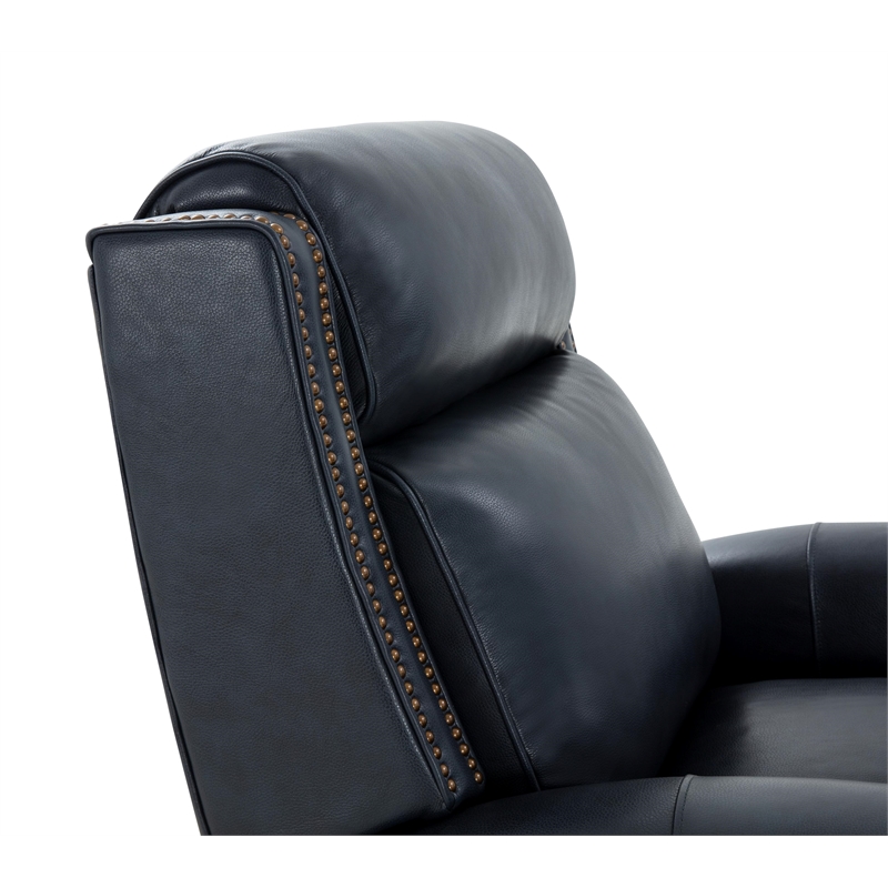 Pemberly Row Power Recliner with Power Head Rest in Barone Navy Blue