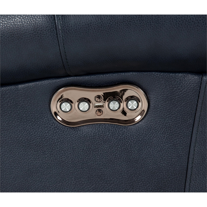 Pemberly Row Power Recliner with Power Head Rest in Barone Navy Blue
