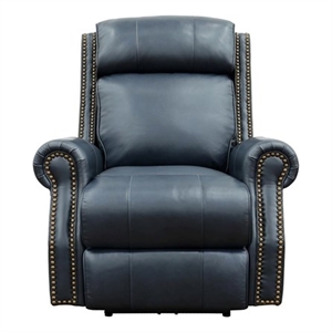 Pemberly Row Big and Tall Power Recliner with Power Head Rest in Shoreham Blue