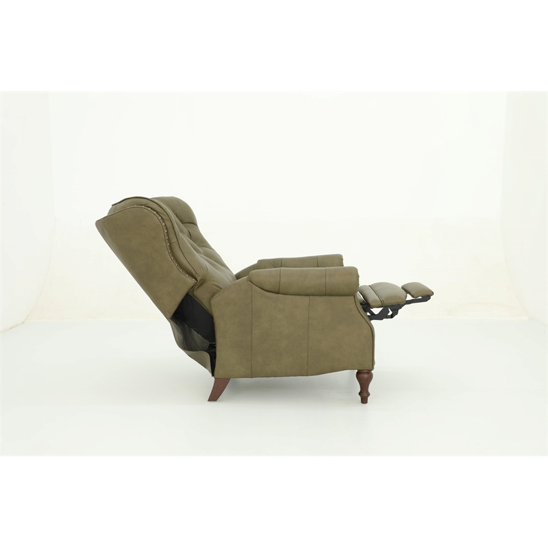 Pemberly Row Premium Push Thru The Arms Recliner in Oasis Olive