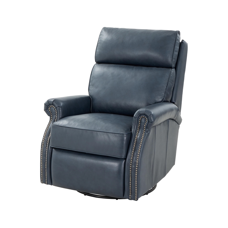 Pemberly Row Premium Swivel Glider Recliner in Barone Navy Blue