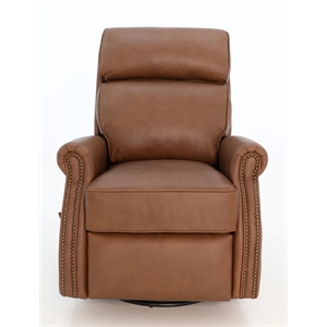 Pemberly Row Swivel Glider Recliner with Storage in Dobbs Saddle