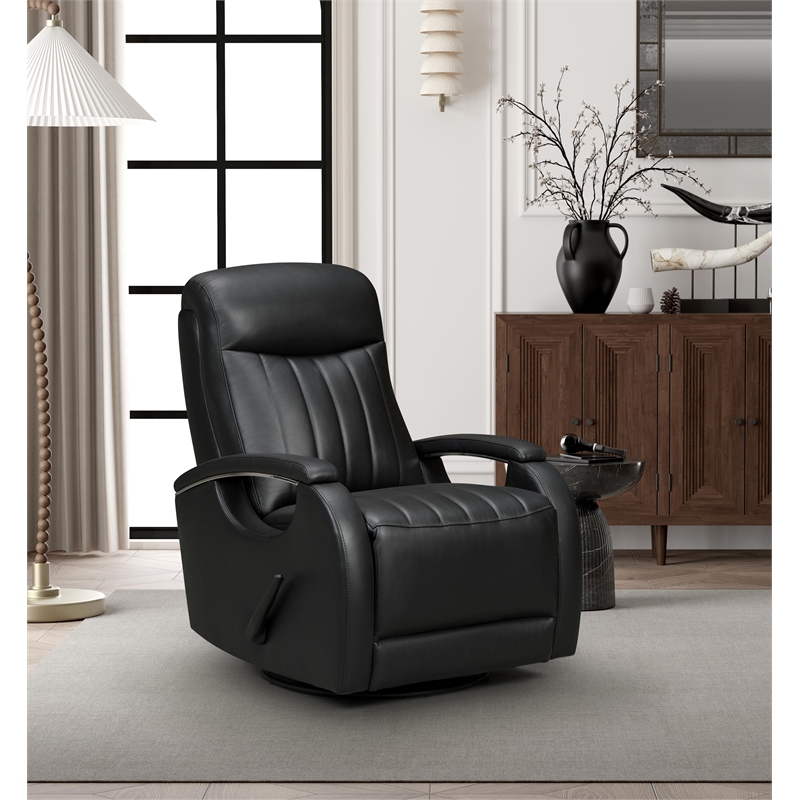 Pemberly Row Swivel Glider Recliner with Storage in Lynn Onyx