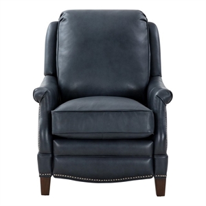 Pemberly Row Push Thru The Arms Recliner in Barone Navy Blue