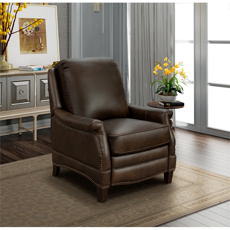 Pemberly Row Premium Push Thru The Arms Recliner in Ashford Walnut