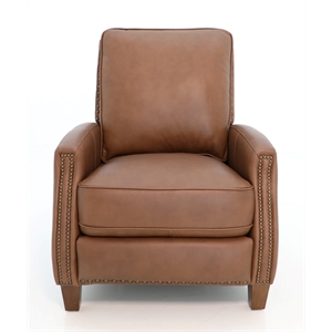 Pemberly Row Premium Push Thru The Arms Recliner in Dobbs Saddle