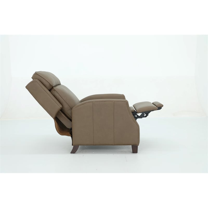 Pemberly Row Premium Push Thru The Arms Recliner in Cashmere Taupe