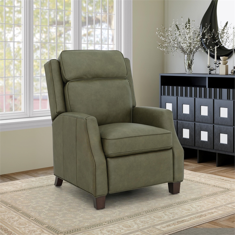 Pemberly Row Premium Push Thru The Arms Recliner in Oasis Olive