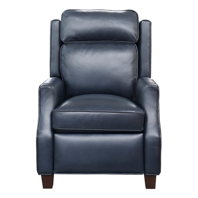 Pemberly Row Premium Push Thru The Arms Recliner in Shoreham Blue