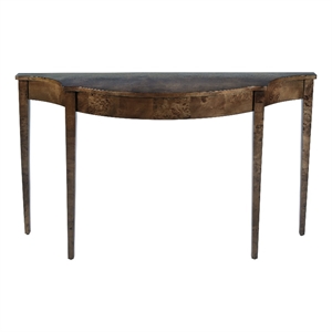 Pemberly Row 54&quot Demilune Traditional Console Table in Brown