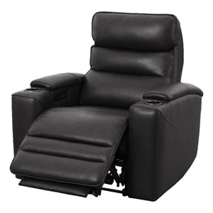 Pemberly Row Zero Gravity Power Recliner with Storage in Black