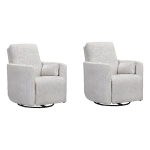 Pemberly Row Manual Swivel Glider Recliner Set of 2 in White