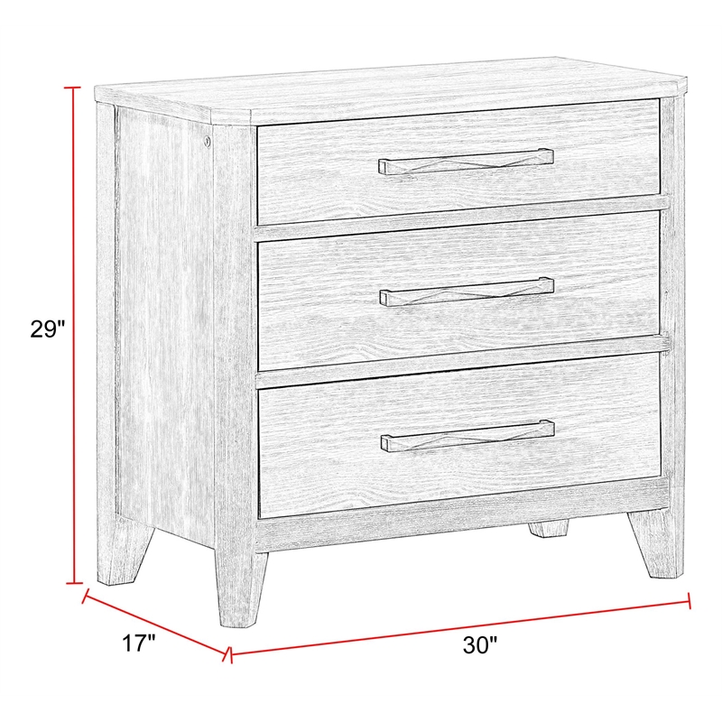 Pemberly Row Solid Wood King Bed with 2 Nightstands with Solid Frame