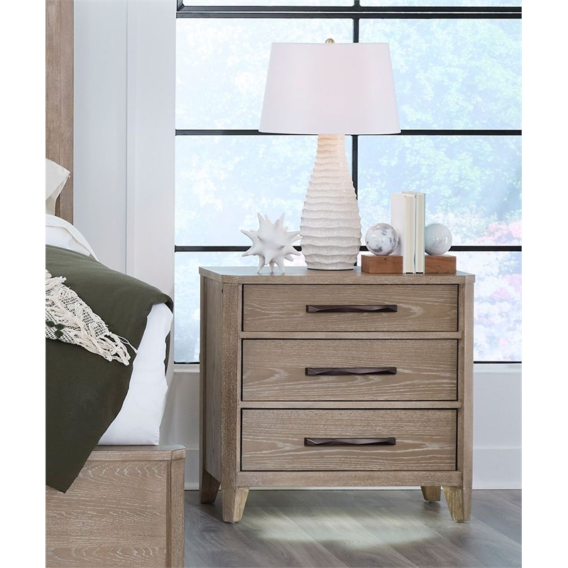 Pemberly Row Solid Wood King Bed Frame with Nightstand with Solid Frame
