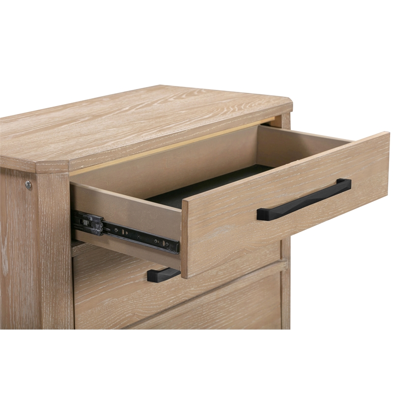 Pemberly Row Solid Wood King Bed Frame with Nightstand with Solid Frame