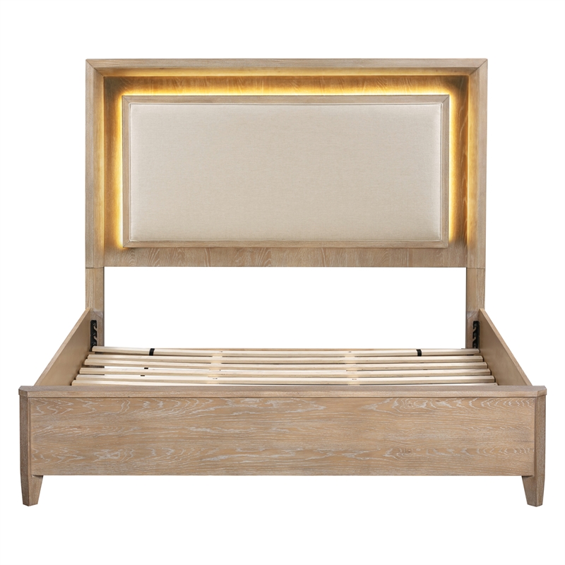 Pemberly Row Solid Wood King Bed Frame with Nightstand with Solid Frame