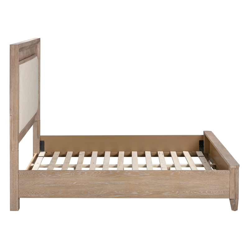 Pemberly Row Solid Wood King Bed Frame with Nightstand with Solid Frame