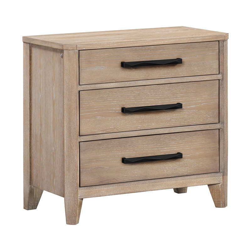 Pemberly Row Solid Wood King Bed Frame with Nightstand with Solid Frame