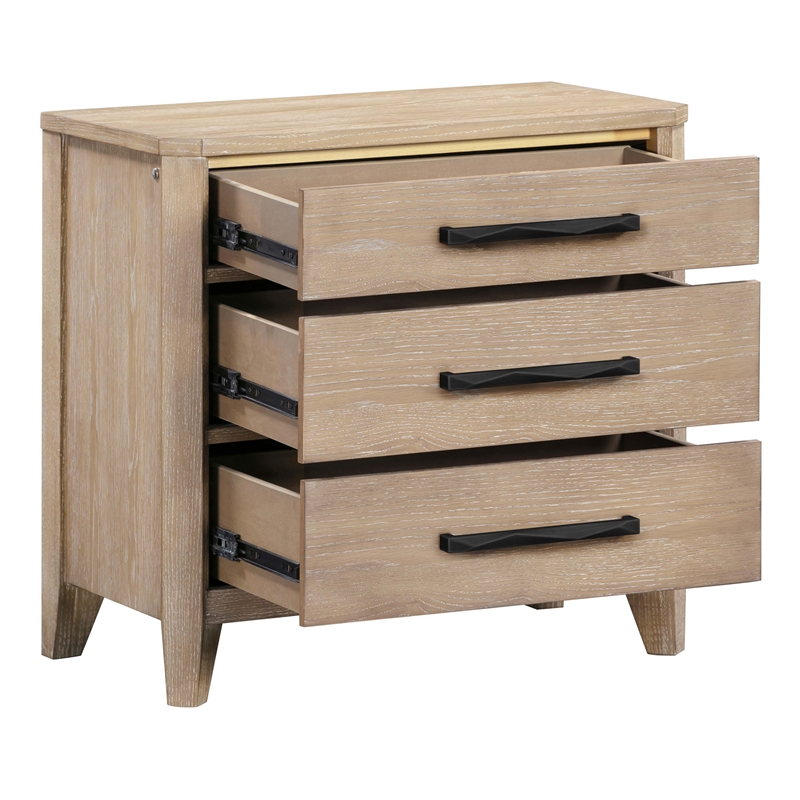 Pemberly Row Solid Wood King Bed Frame with Nightstand with Solid Frame
