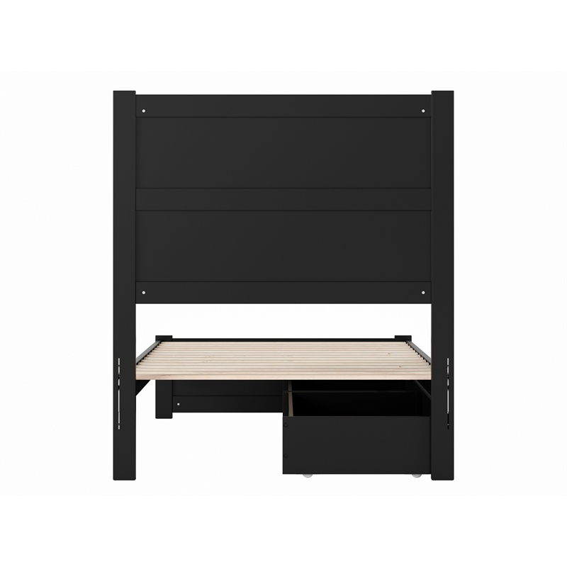 Pemberly Row Twin XL Platform Bed with Footboard and Drawers in Black