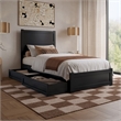 Pemberly Row Twin XL Platform Bed with Footboard and Drawers in Black