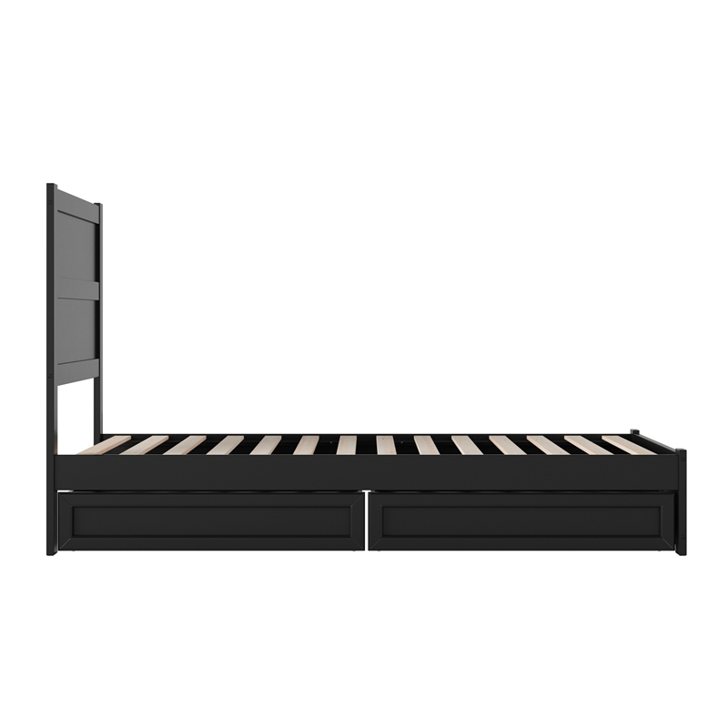 Pemberly Row Twin XL Platform Bed with Footboard and Drawers in Black