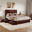 Pemberly Row Queen Platform Bed with Footboard and Drawers in Walnut