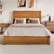 Pemberly Row Queen Platform Bed with Footboard and Drawers in Light Toffee