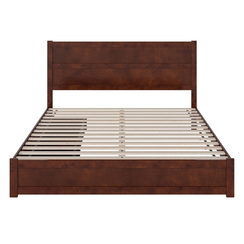 Pemberly Row King Platform Bed with Footboard and Drawers in Walnut