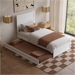 Pemberly Row Twin XL Platform Bed with Footboard and Twin XL Trundle in White