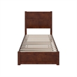 Pemberly Row Twin XL Platform Bed with Footboard and Twin XL Trundle in Walnut