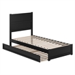 Pemberly Row Twin XL Platform Bed with Footboard and Twin XL Trundle in Black