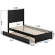 Pemberly Row Twin XL Platform Bed with Footboard and Twin XL Trundle in Black